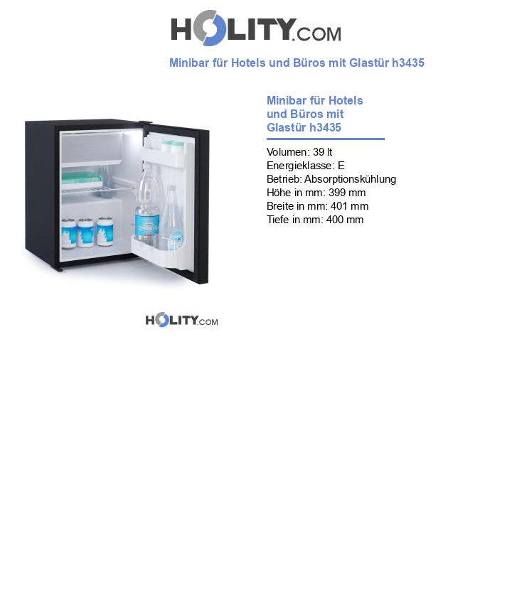 Minibar für Hotels und Büros mit Glastür h3435