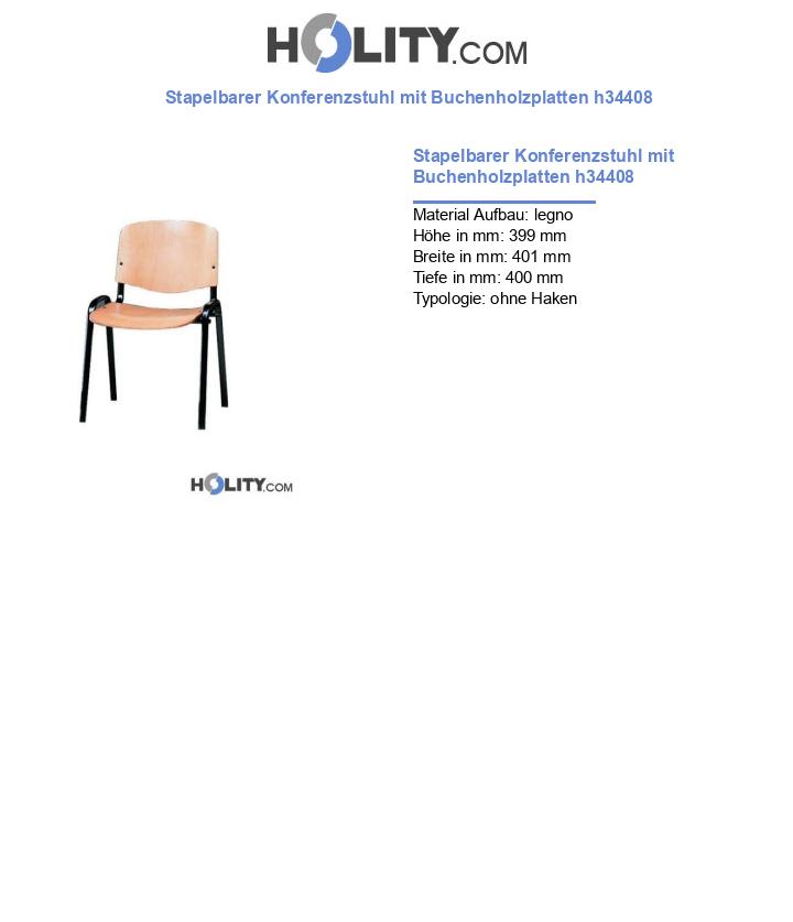 Stapelbarer Konferenzstuhl mit Buchenholzplatten h34408
