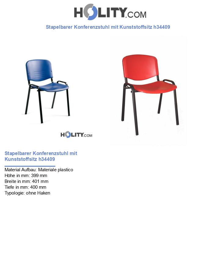 Stapelbarer Konferenzstuhl mit Kunststoffsitz h34409