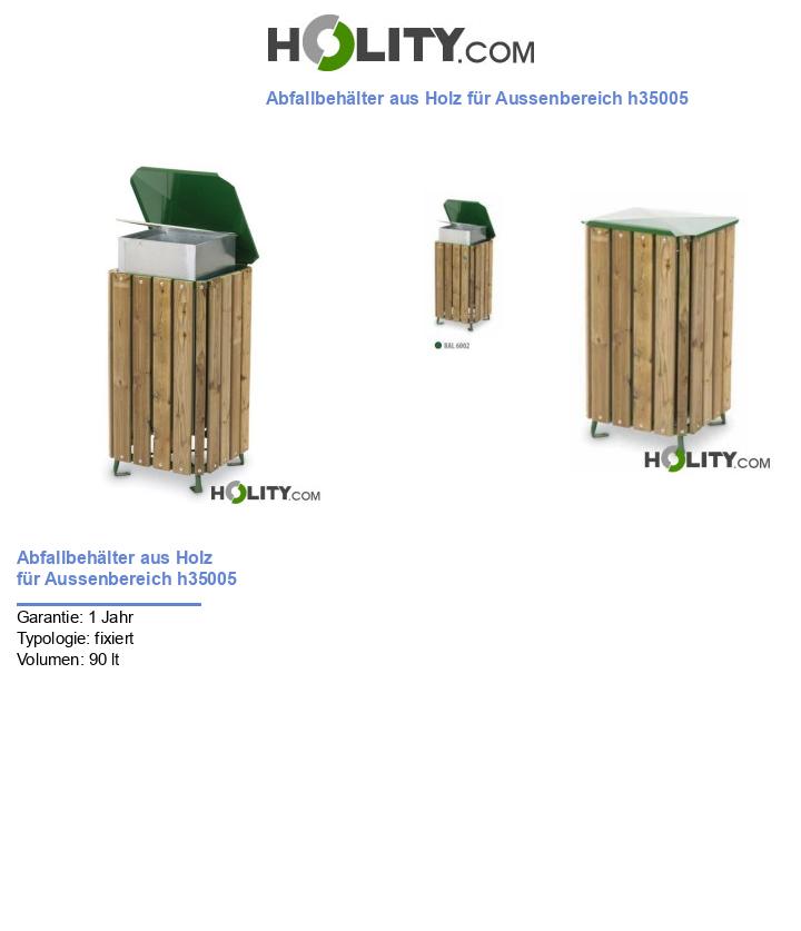 Abfallbehälter aus Holz für Aussenbereich h35005
