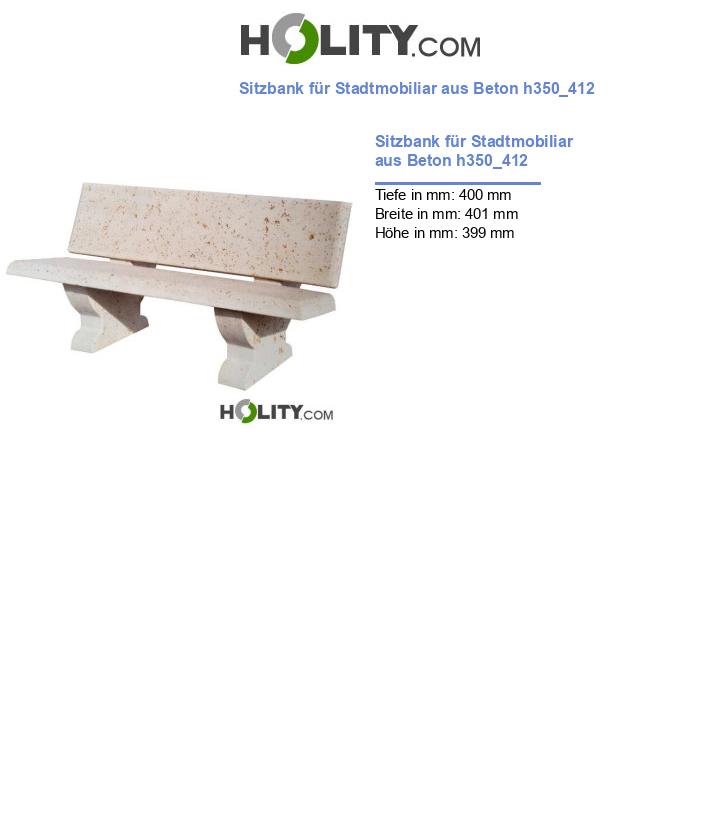 Sitzbank für Stadtmobiliar aus Beton h350_412