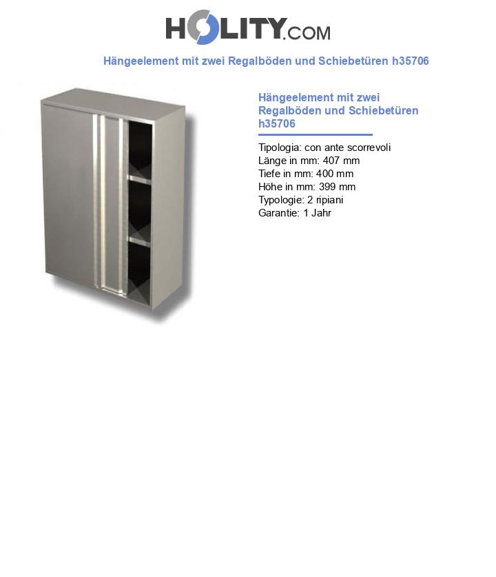 Hängeelement mit zwei Regalböden und Schiebetüren h35706
