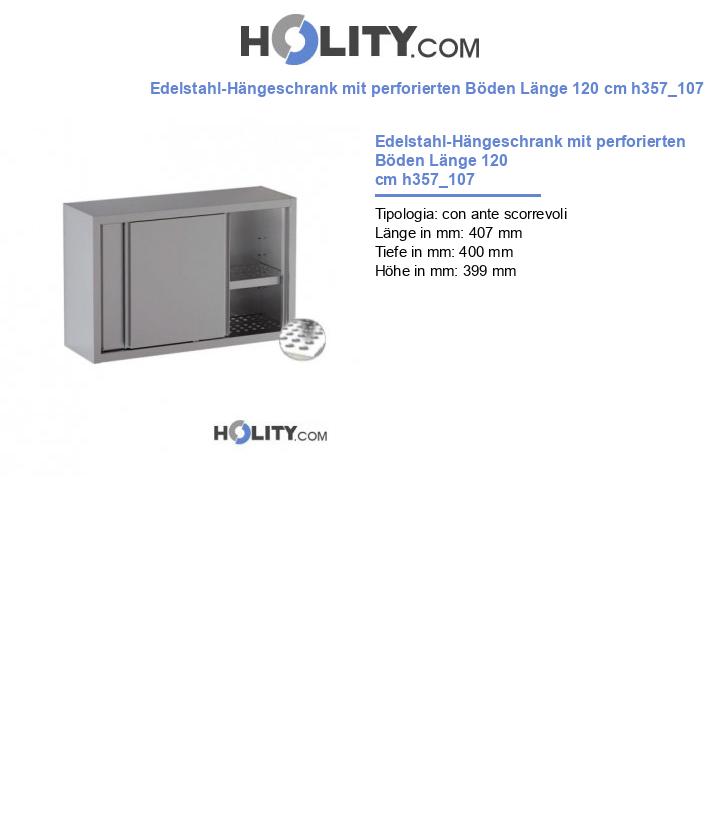 Edelstahl-Hängeschrank mit perforierten Böden Länge 120 cm h357_107