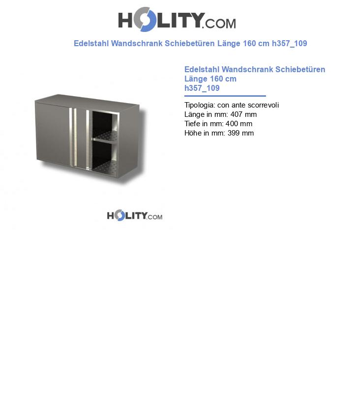 Edelstahl Wandschrank Schiebetüren Länge 160 cm h357_109