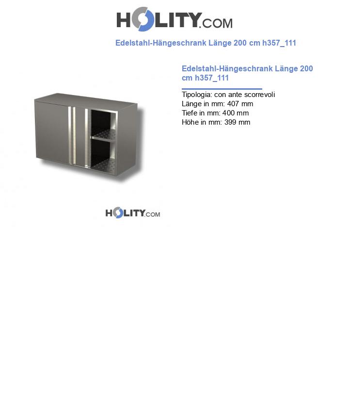 Edelstahl-Hängeschrank Länge 200 cm h357_111