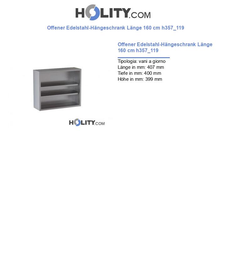 Offener Edelstahl-Hängeschrank Länge 160 cm h357_119