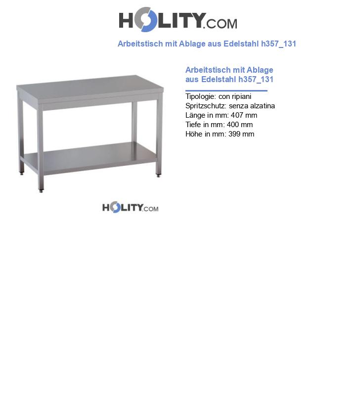 Arbeitstisch mit Ablage aus Edelstahl h357_131