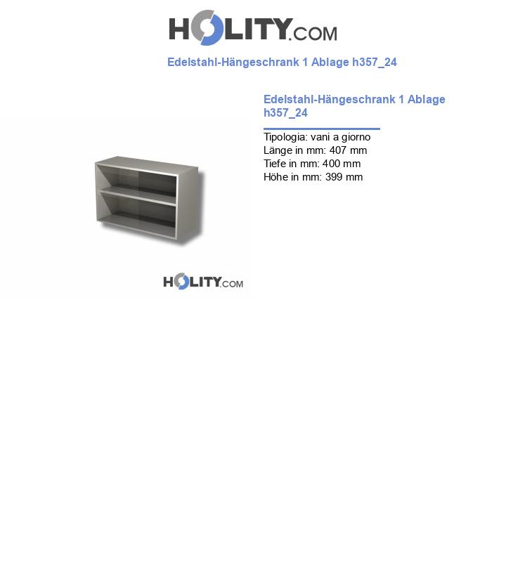 Edelstahl-Hängeschrank 1 Ablage h357_24