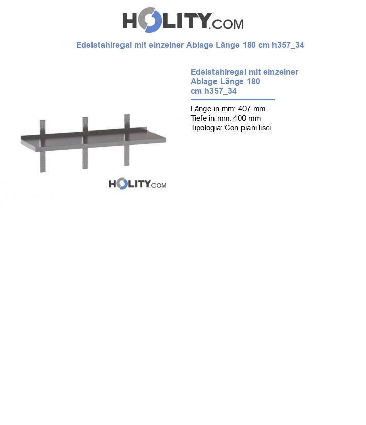 Edelstahlregal mit einzelner Ablage Länge 180 cm h357_34