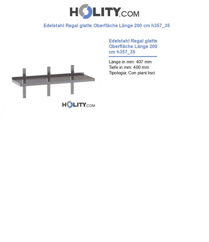 Edelstahl Regal glatte Oberfläche Länge 200 cm h357_35