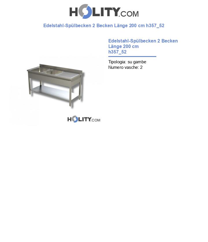 Edelstahl-Spülbecken 2 Becken Länge 200 cm h357_52