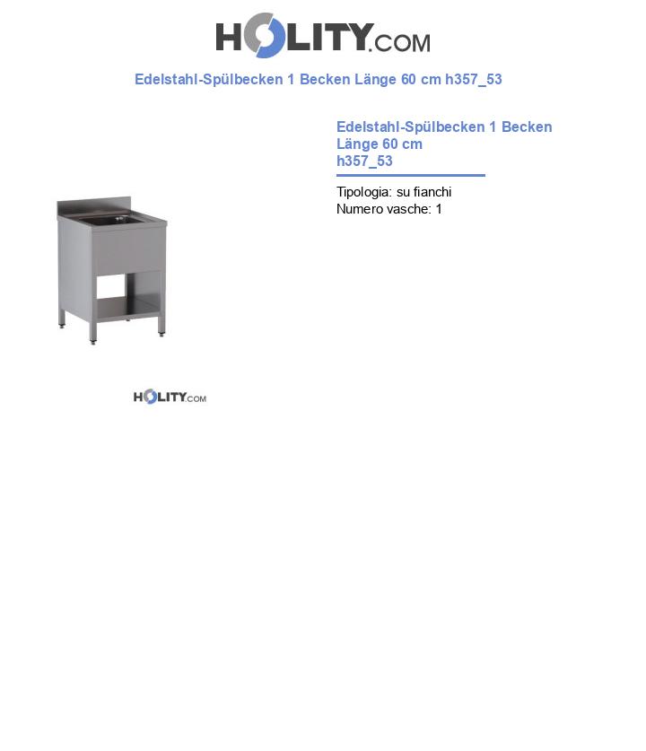 Edelstahl-Spülbecken 1 Becken Länge 60 cm h357_53