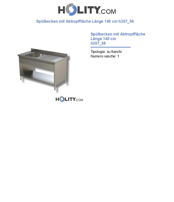 Spülbecken mit Abtropffläche Länge 140 cm h357_56