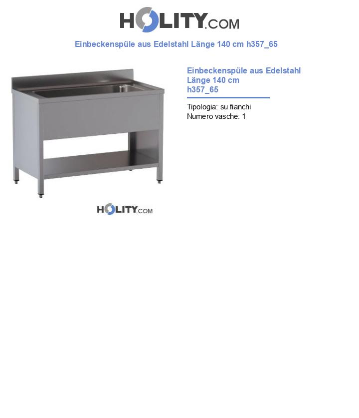 Einbeckenspüle aus Edelstahl Länge 140 cm h357_65
