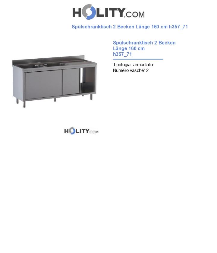 Spülschranktisch 2 Becken Länge 160 cm h357_71