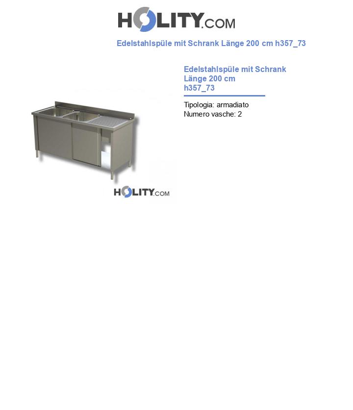 Edelstahlspüle mit Schrank Länge 200 cm h357_73