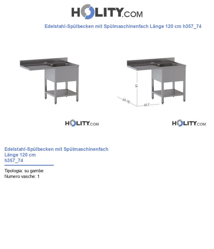 Edelstahl-Spülbecken mit Spülmaschinenfach Länge 120 cm h357_74