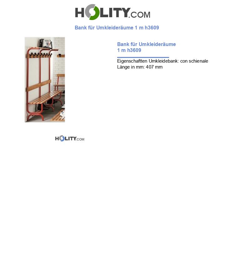 Bank für Umkleideräume 1 m h3609