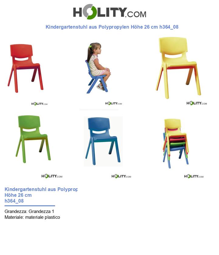 Kindergartenstuhl aus Polypropylen Höhe 26 cm h364_08