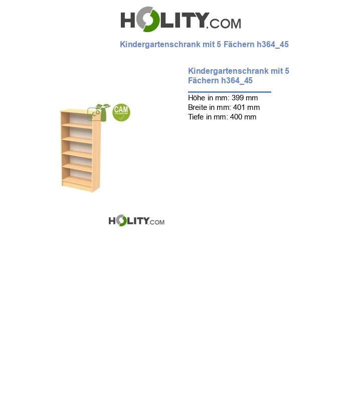 Kindergartenschrank mit 5 Fächern h364_45