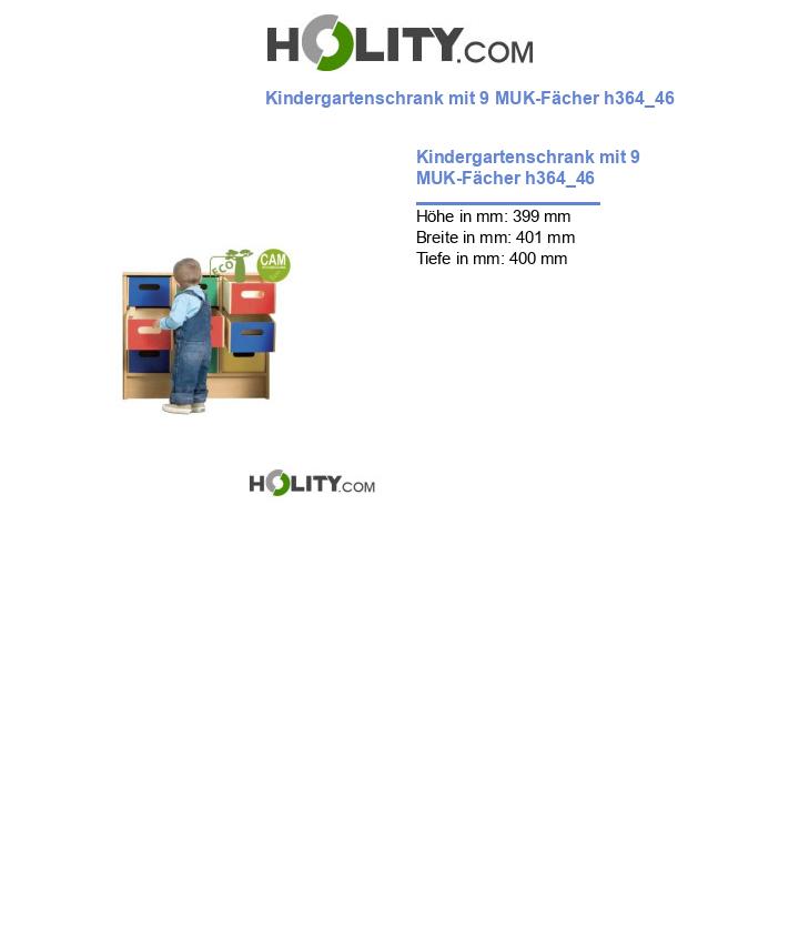 Kindergartenschrank mit 9 MUK-Fächer h364_46