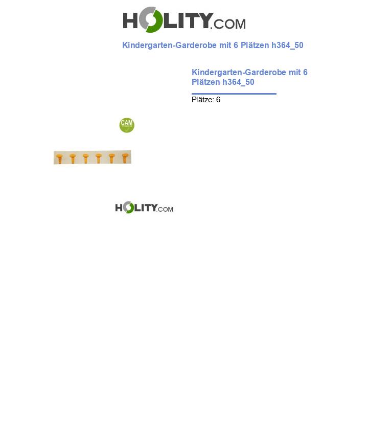 Kindergarten-Garderobe mit 6 Plätzen h364_50