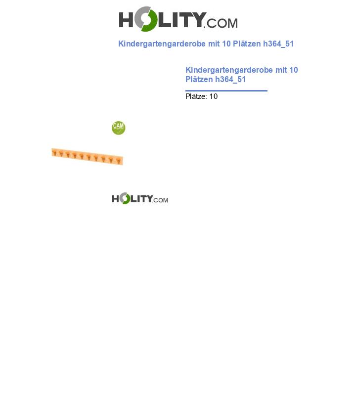 Kindergartengarderobe mit 10 Plätzen h364_51