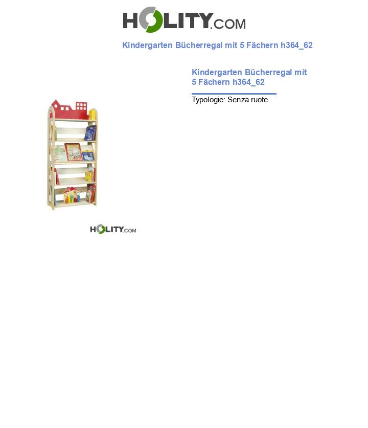 Kindergarten Bücherregal mit 5 Fächern h364_62