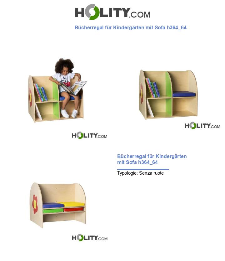 Bücherregal für Kindergärten mit Sofa h364_64
