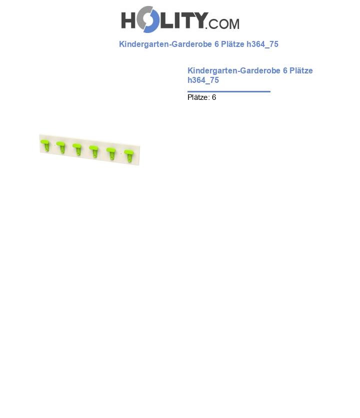Kindergarten-Garderobe 6 Plätze h364_75