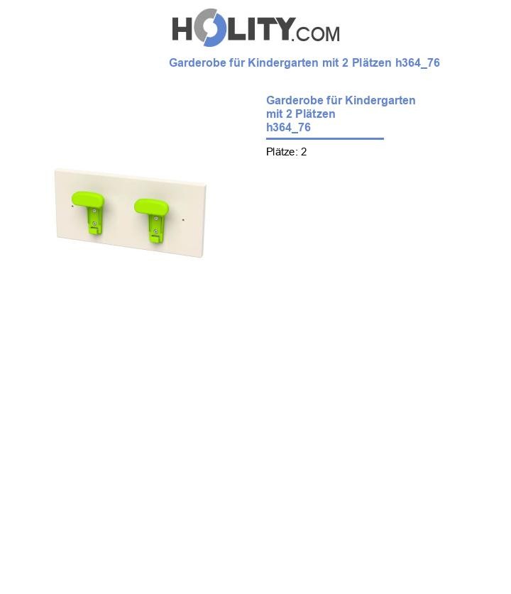 Garderobe für Kindergarten mit 2 Plätzen h364_76