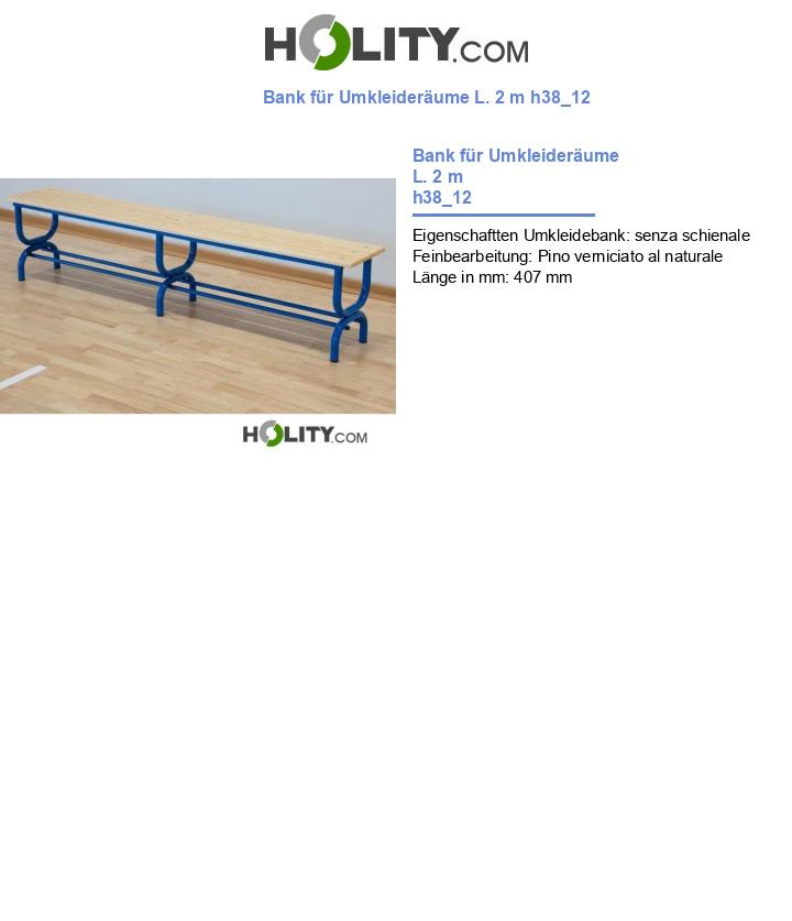 Bank für Umkleideräume L. 2 m h38_12