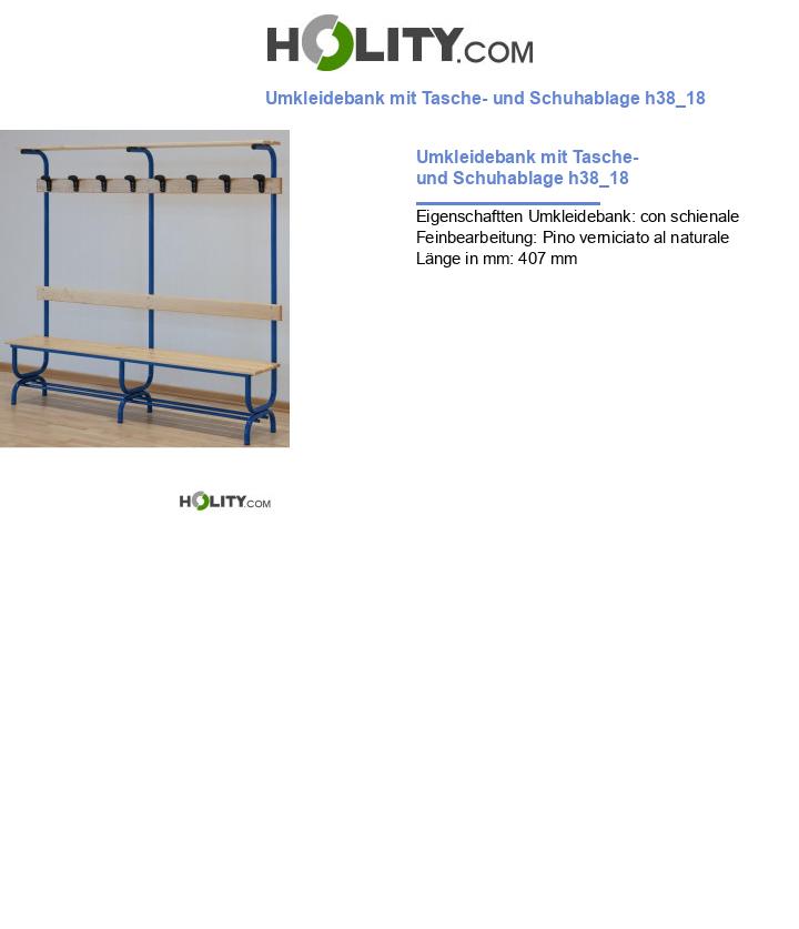 Umkleidebank mit Tasche- und Schuhablage h38_18