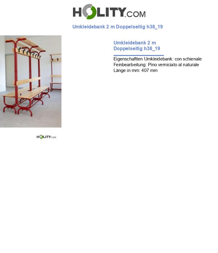 Umkleidebank 2 m Doppelseitig h38_19