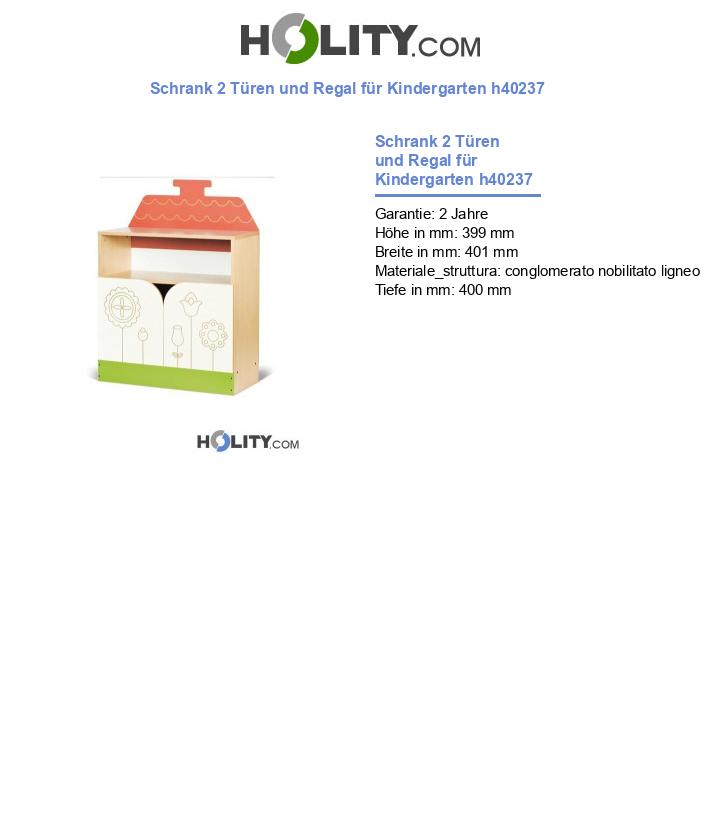 Schrank 2 Türen und Regal für Kindergarten h40237