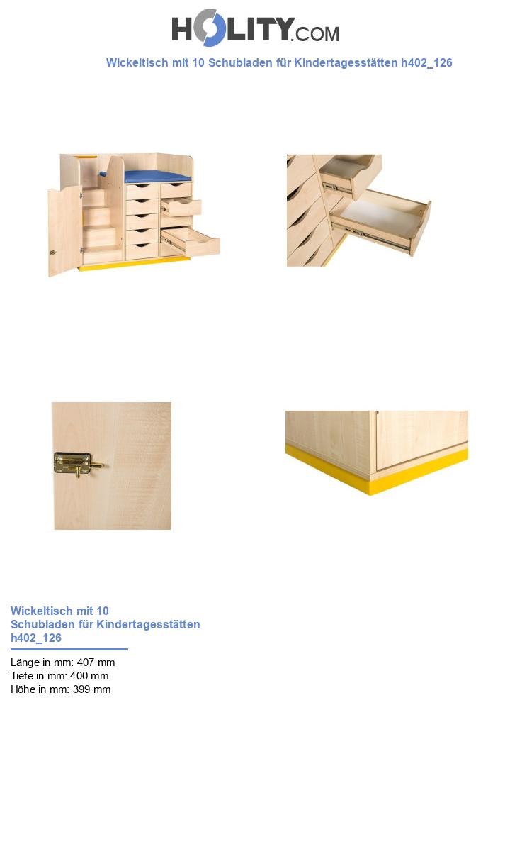Wickeltisch mit 10 Schubladen für Kindertagesstätten h402_126