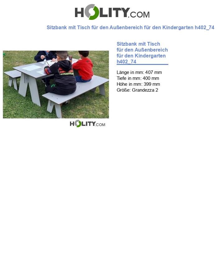 Sitzbank mit Tisch für den Außenbereich für den Kindergarten h402_74