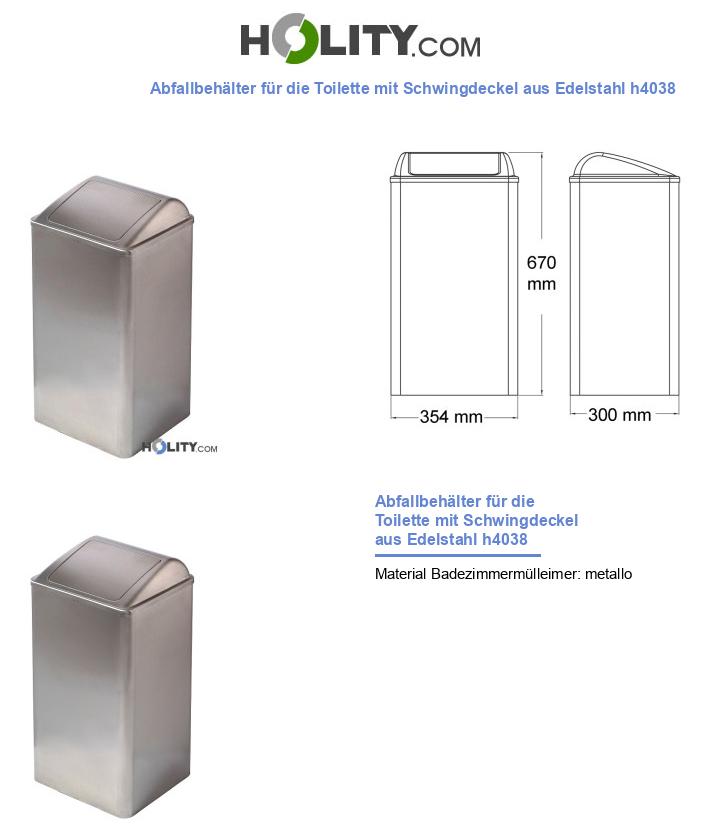 Abfallbehälter für die Toilette mit Schwingdeckel aus Edelstahl h4038