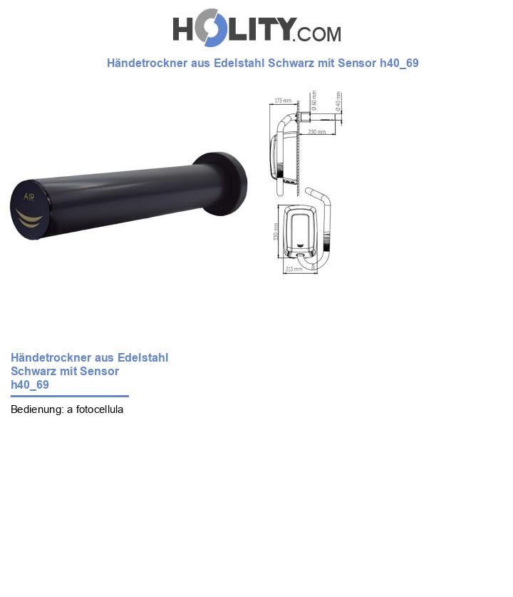 Händetrockner aus Edelstahl Schwarz mit Sensor h40_69