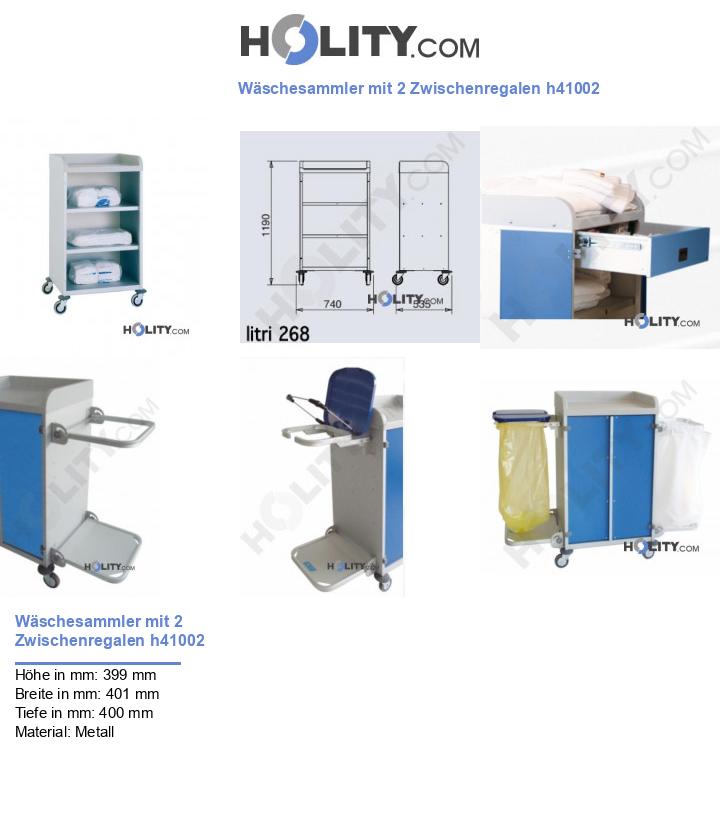 Wäschesammler mit 2 Zwischenregalen h41002