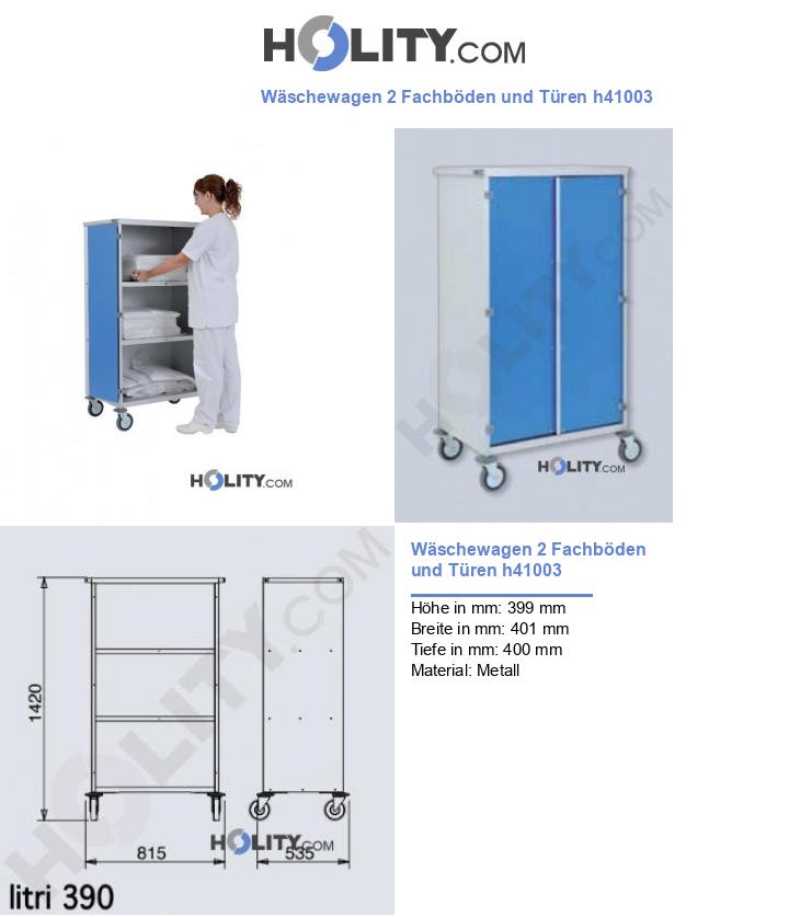 Wäschewagen 2 Fachböden und Türen h41003