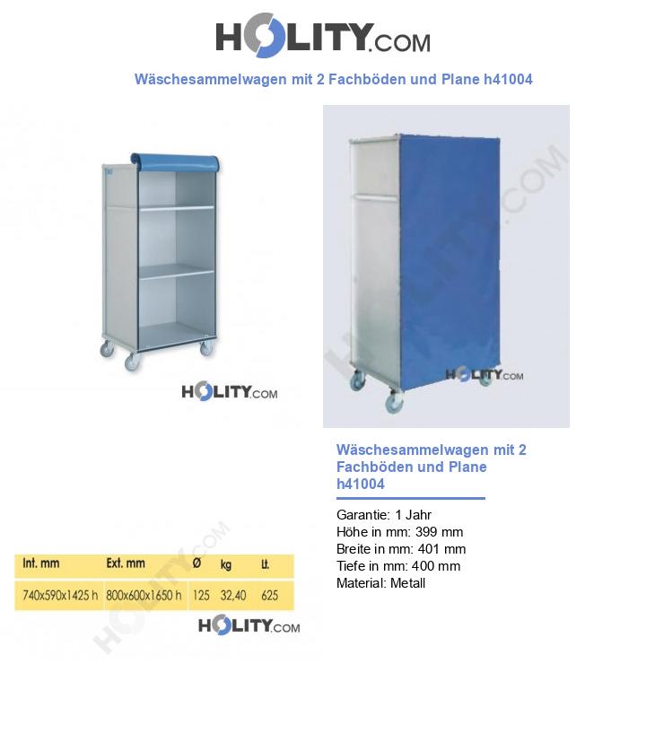 Wäschesammelwagen mit 2 Fachböden und Plane h41004