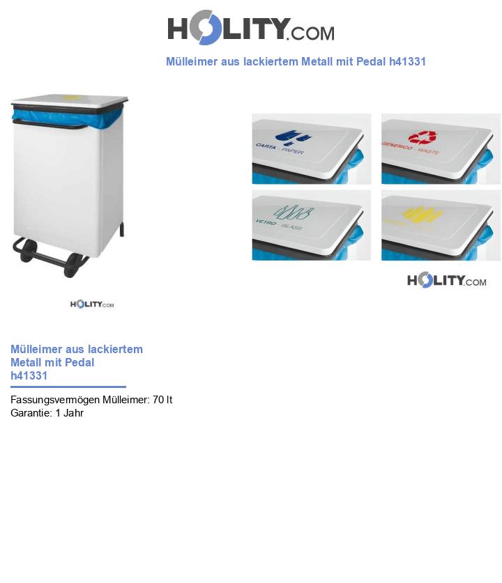 Mülleimer aus lackiertem Metall mit Pedal h41331