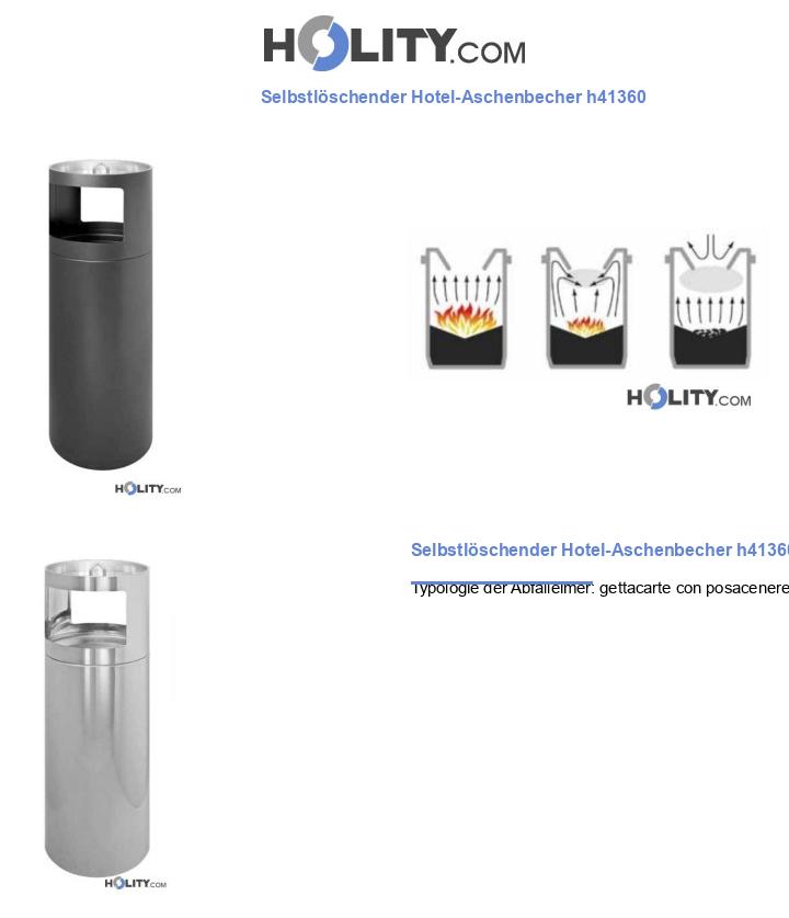 Selbstlöschender Hotel-Aschenbecher h41360