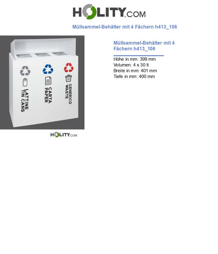 Müllsammel-Behälter mit 4 Fächern h413_106