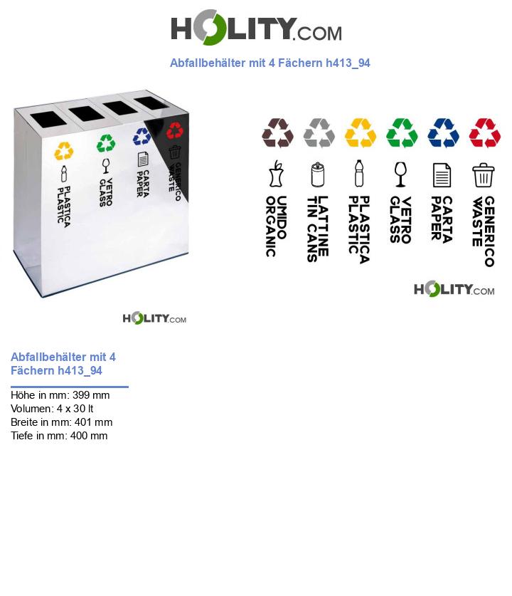 Abfallbehälter mit 4 Fächern h413_94