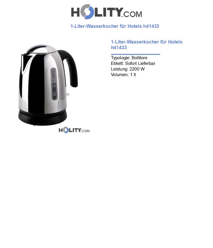 1-Liter-Wasserkocher für Hotels h41433