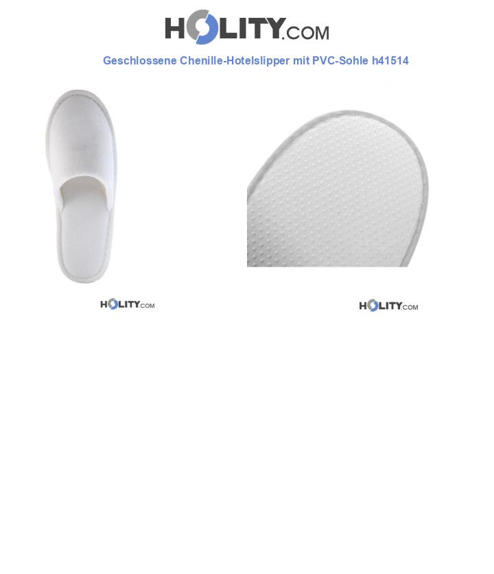 Geschlossene Chenille-Hotelslipper mit PVC-Sohle h41514