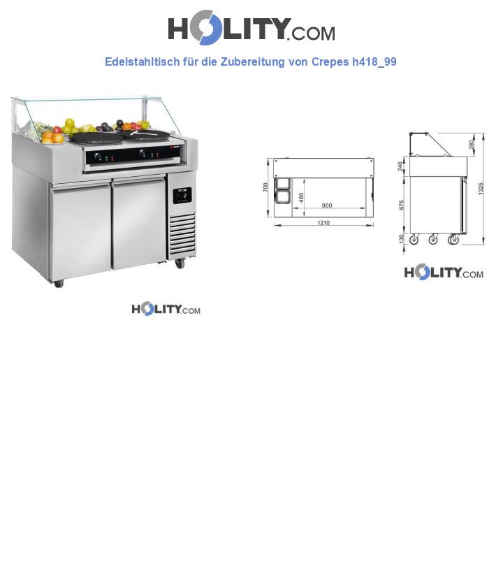 Edelstahltisch für die Zubereitung von Crepes h418_99