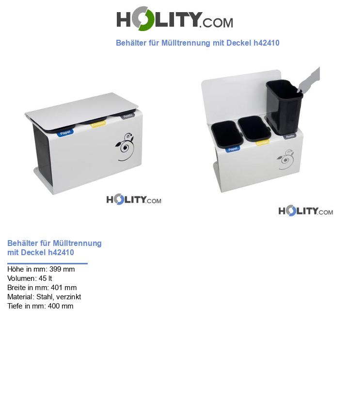 Behälter für Mülltrennung mit Deckel h42410